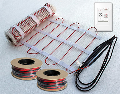 ComfortTile floor heating mat, cable and thermostat