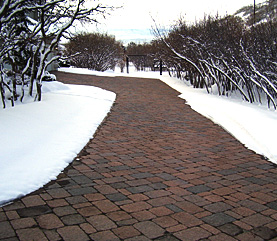 Heated driveway with brick pavers