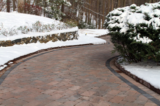 Heated driveway with brick pavers