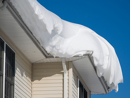 Heavy snow accumulation on roof