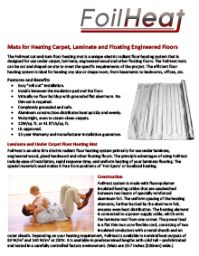 FoilHeat floor heating system data sheet