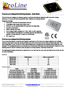 ProLine low-voltage roof deicing data sheet.