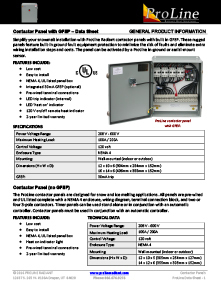 Contactor panels data sheet