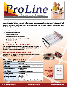 ProLine floor heating cable and mats with thermostats technical guide