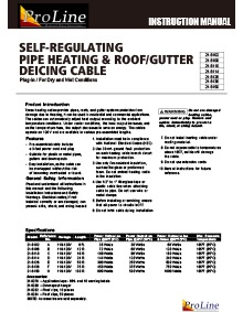 Self-regulating Roof and Pipe Heating Cable Instruction Manual