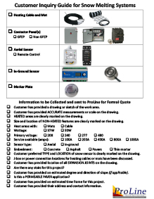 ProLine snow melting system customer inquiry guide