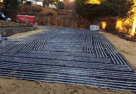 Heating cable installed for heated paver driveway