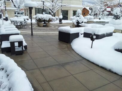 Heated paver walkway at outdoor mall.