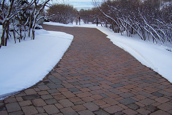 Cambridge paver heated driveway.