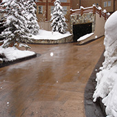 Heated driveway and parking area entrance at mountain resort