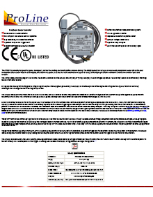 ProLine WS-8C Aerial Mount Snow Sensor Data Sheet | Proline
