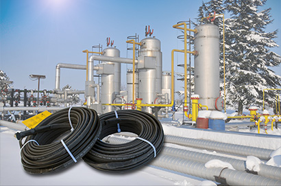 Self-regulating heat cable for pipe tracing.