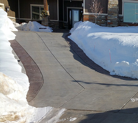 Heated driveway on a hill.