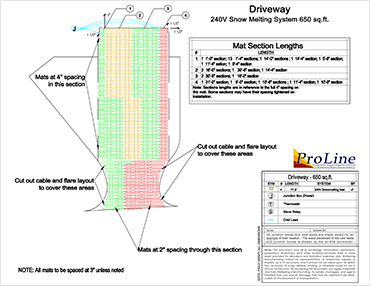 Sample of a ProLine heated driveway system design.