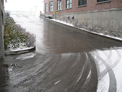 Heated parking garage ramp.