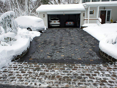 Heated driveway with pavers.