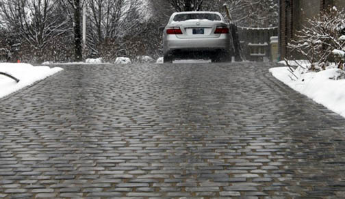 Heated cobblestone driveway