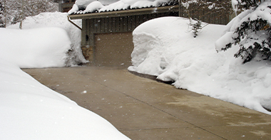 A heated driveway during a snowstorm.