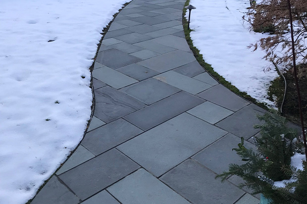 A heated paver sidewalk