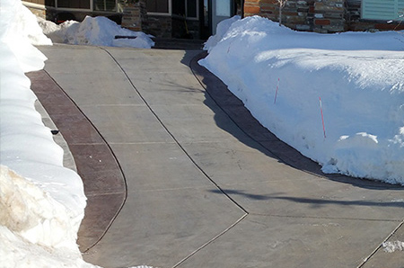 Heated driveway on a hill.